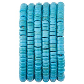 SUPERFINDINGS 2 Strands About 358PCS Turquoise Beads 4x2mm Flat Round Gemstone Spacer Loose Beads Heishi Disc Stone Bead for Jewelry Making Beading Kit Crafts, Hole: 1mm