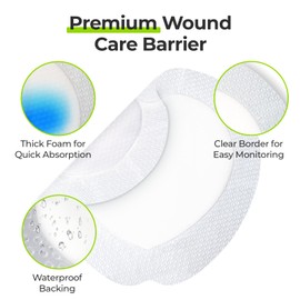 AUVON Sacral Silicone Foam Dressing with Clear Border for Easy Wound Monitoring, Waterproof & Breathable Foam Wound Dressing 7"x7", Absorbent Bed Sore Bandages, Box of 10 Sacral Pads