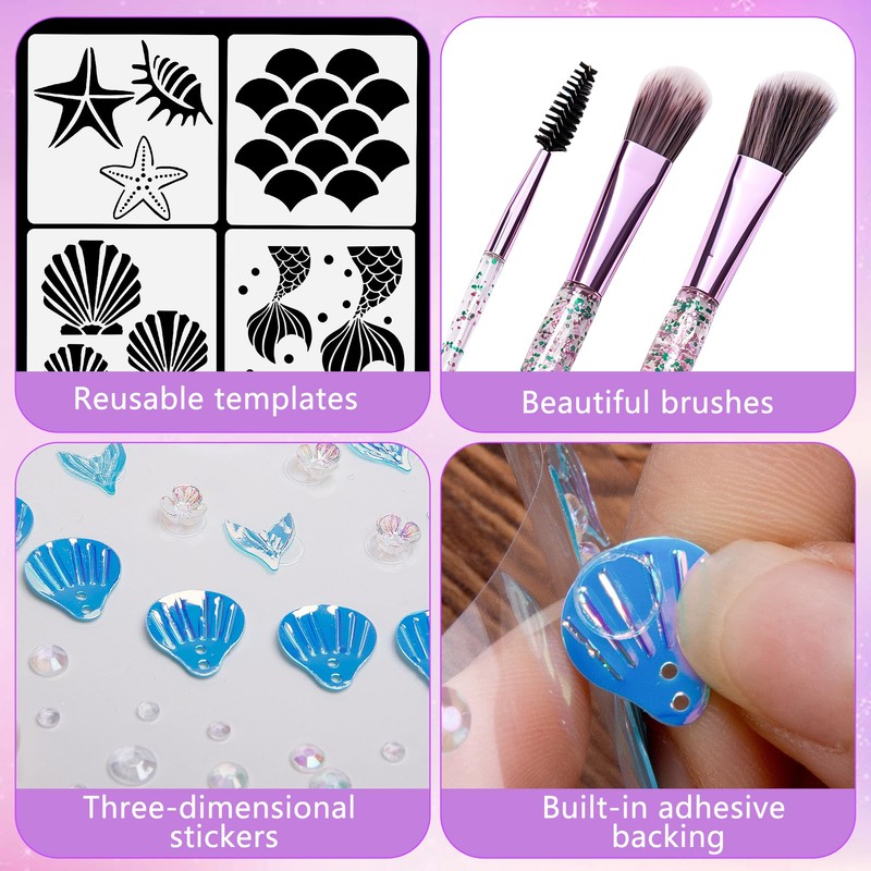 codree 26 Pcs Mermaid Scale Stencil Set, Mermaid Face Makeup