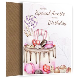 Birthday Card for Auntie - Bday Cards for 16th 18th 20th 21st 25th 30th - Special Auntie Birthday Cards for Women from Niece or Nephew - Traditional Card with Lovely Words