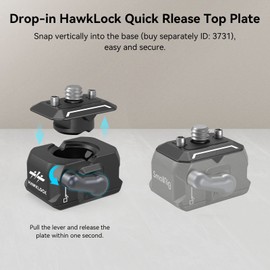 SMALLRIG Quick Release Plate with 1/4" Screw, HawkLock Quick Release Top Plate for Stabilizer, Action Camera, Monitor, LED Light, QR Top Plate for SmallRig HawkLock Quick Release System - 3730B