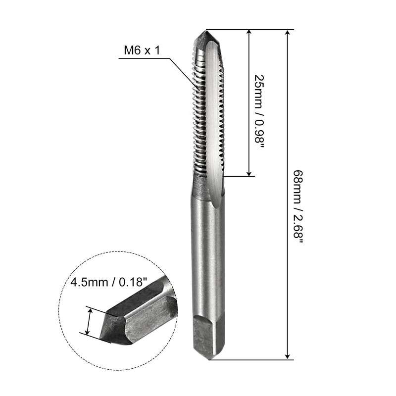 sourcing map 4pcs Metric Thread Taps M6 x 1 H2