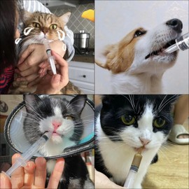 ZHEJIA ペット シリンジ プラスチックシリンジ （6本セット） 犬 猫 給水 給食 20ml 注射器 針なし キャップ付き 流動食 給水器 哺乳器 鼻洗浄 投薬器 液状の薬 計量用 実験用 白