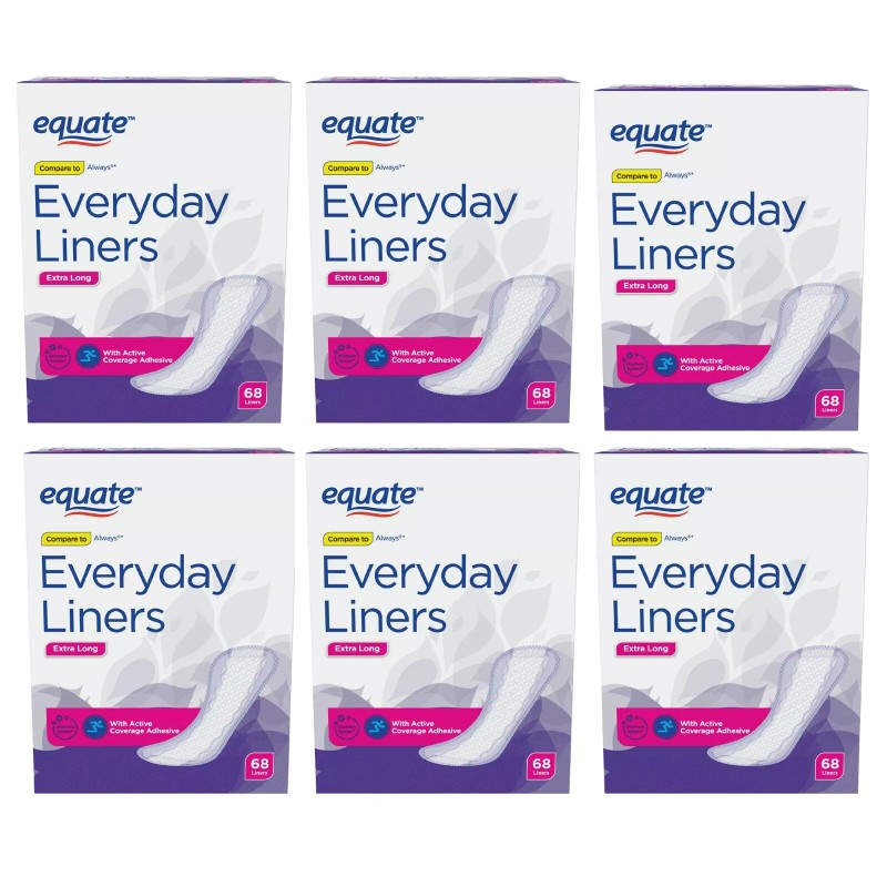 EQUATE 6 Packs of 68 Count (408) Equate Everyday Liners