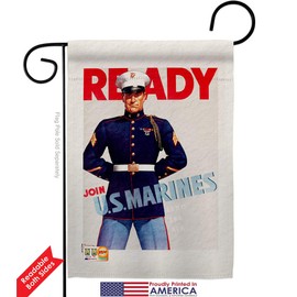 Marine Corps Join U.S. Marines Garden Flag Set with Stand Armed Forces USMC Semper Fi United State American Military Veteran Retire Small Gift Yard House Banner Double-Sided Made In USA 13 X 18.5