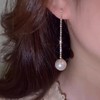Long Tassel Pearl Dangle Earrings Dainty Rhinestone Tassel Earrings Pearl