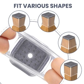 16 Pcs Chair Leg Floor Protectors Square for Hardwood Floors - Silicone Felt Furniture Pads - Chair Leg Caps - Clear Rubber Chair Sliders - L(Fit:1"-1.5")