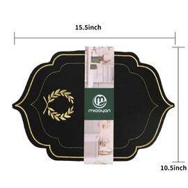 4 Piece Embroidery Placemats,Heat Resistant Non-Slip Place mats,Indoor Woven Fabric Table Mats(Black Style 5,15.5 inch)