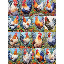 Poultry in Paradise: A Key West Tribute - Vibrant Chicken Collage, Eco-Friendly 1000 Piece Jigsaw Puzzle for Adults, Premium Satin Finish - Cross & Glory Exclusive