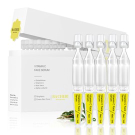 BACHERI Vitamin C Face Serum with Glutathione, 4D Hyaluronic Acid & Aloe Vera – Lightweight Brightening & Hydrating Ampoule for Daily Skincare, Dark Spots, Sensitive Skin Friendly - (1.0 ml)*30 Vials
