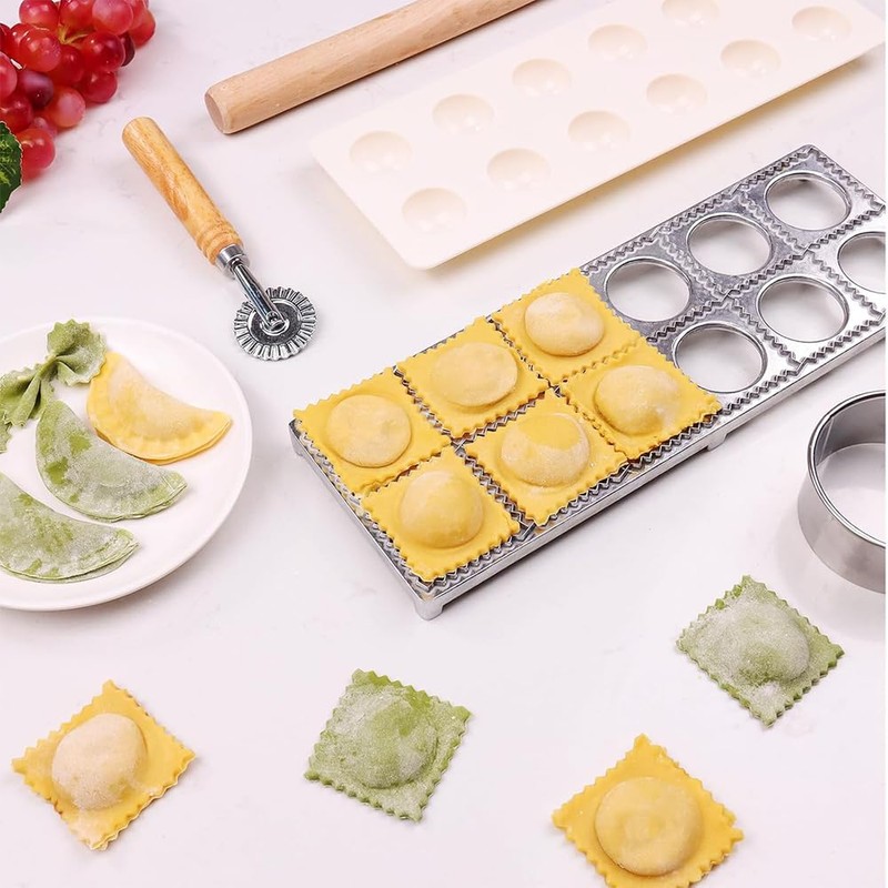 5 Pcs Ravioli Mold Set with 12 Holes, Dumpling Maker
