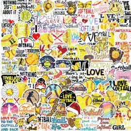 100PCS Softball Stickers, Holographic Softball Stickers for Waterbottle Laptop Daily Planner - Perfect Softball Gifts for Girls and Teen Sticker