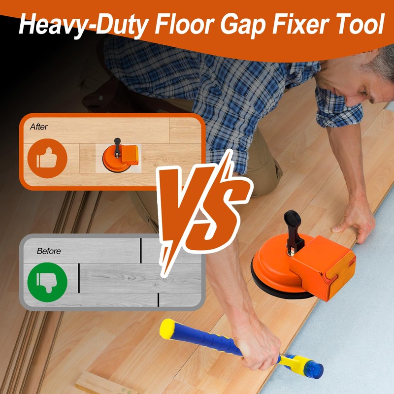 Floor Gap Fixer Tools with Suction Cup, Rubber Mallet Hammer,