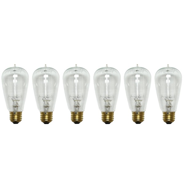 Satco S2413 40W 120V Cage Style Filament Vintage Style Incandescent Bulb, 6-Pack