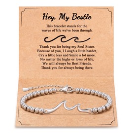 Aunis Best Friend Jewelry Gifts, Wave Bracelet for Best Friend Bestie Soul Sister Friendship Gifts for Women Christmas Valentines Day Birthday Gifts