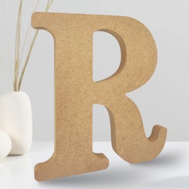 AOCEAN 8 Inch Designable Wood Letters, Unfinished Wood Letters for Wall Decor Decorative Standing Letters Slices Sign Board Decoration for Craft Home Party Projects (R)