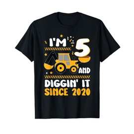 I'm 5 Digging It Since 2020 5th Bday Construction Excavator T-Shirt