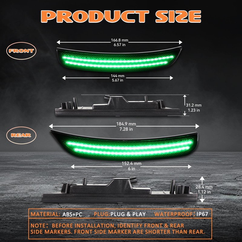AreLokpri LED Side Marker Lights Kits for Chrysler 300 2015-2023,