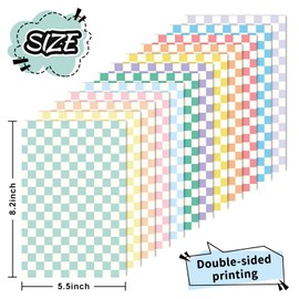 FYSUIMU 60 Sheets Checkered Pattern Paper A5 Pastel Checkerboard Scrapbook Specialty Paper Double Sided Plaid Craft Paper for DIY Card Making Photo Album Decor, 5.5 x 8.3 Inch