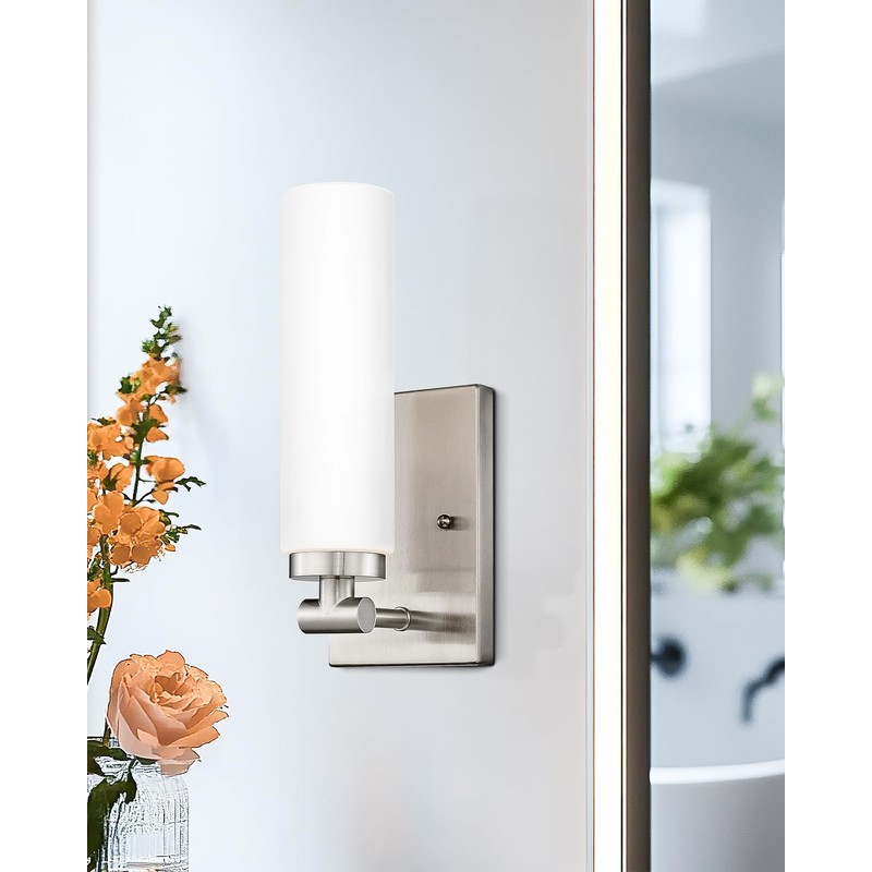 Emak Brushed Nickel Wall Sconces, 2 Light Bathroom Light Fixtures