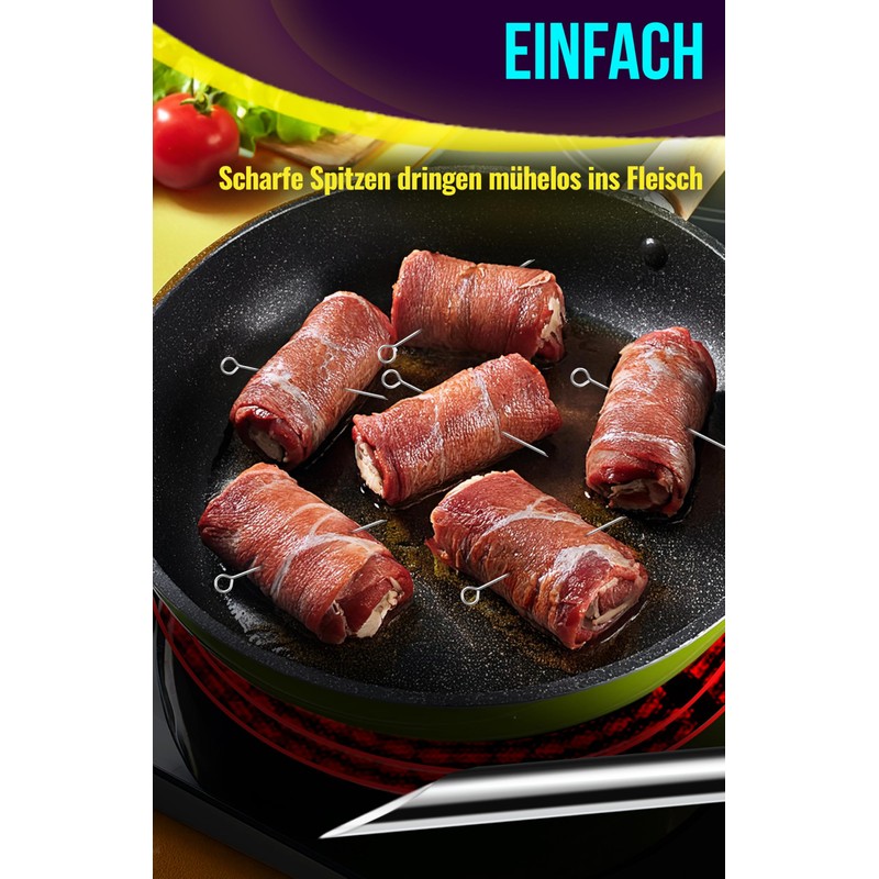 4happy Set of 50 roulade skewers with handle and sharp