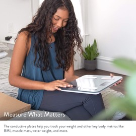 Greater Goods Smart Digital Bathroom Scale, Measures Body Weight, BMI, Body Fat, Muscle Mass, and Water Percentage, 400 lbs Capacity, Ash Grey