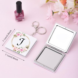BAOSIWA - Regalos de cumpleaños para niña de 5, 6, 7, 8, 9, 10, 11, 12, 13 años, espejo compacto personalizado, inicial, pequeño espejo de maquillaje de viaje con llavero, cosas de moda preparadas,