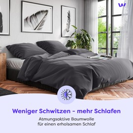 Wolkenfeld Pillowcase, 80 x 80 cm Grey Anthracite Cotton Breathable Pillow Case, 1 x Cushion Cover with Concealed Zip