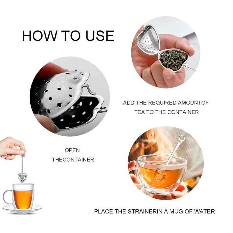 Tckenan 10 Heart-Shaped Stainless Steel Tea Infusers, Loose Leaf Tea