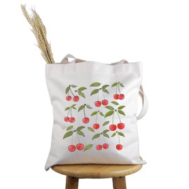 PYOUL Cherry Lover Gift Cute Cherries Tote Bag Garden G-irl Summer Handbag Cherry Merch, beige, M