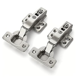 10 Piezas Bisagras para Puertas de Madera, Bisagras para Puertas de Herrajes para Gabinetes, Kit de Placa de Bisagras Accesorio de Acero Inoxidable con Agujero y Tornillos, para Gabinete, Cajón - 10PK