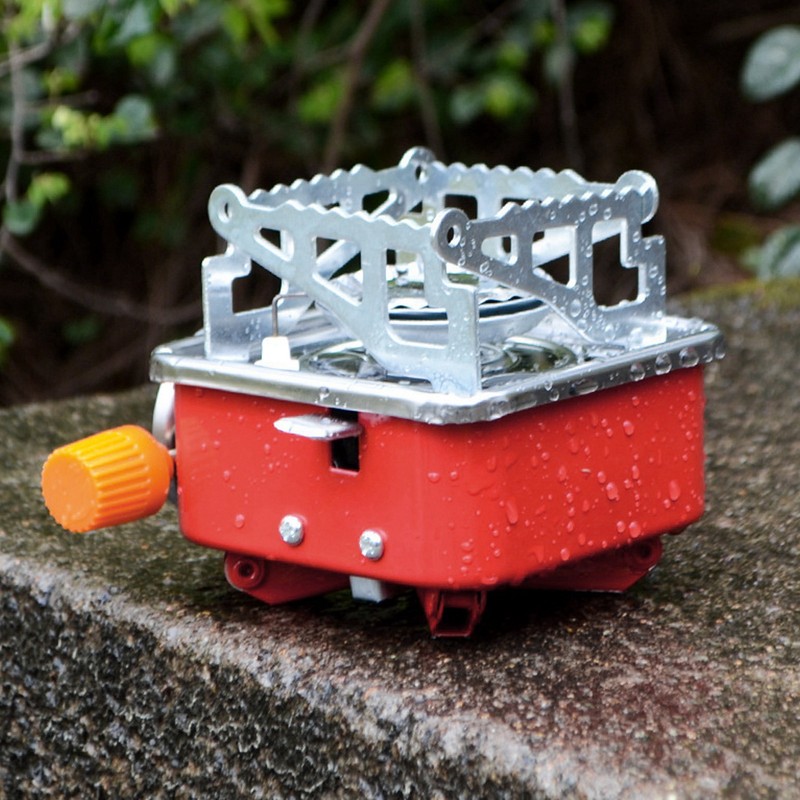 Mini Square Camping Stove Compact Folding Wind Proof Outdoor Backpacking