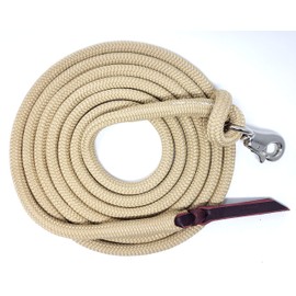 Knotty Girlz 9/16 Double Braid Polyester Yacht Horse Lead Rope Natural Horsemanship with Option of Loop or Snap 12ft. or 14ft. Lengths (Beige, 14 ft. Nickel Trigger Snap)