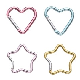 Feilguee 4 PCS Heart-Shaped and Star-Shaped Keychain Clip Aluminum Alloy Snap Keychain Hook for Outdoor Traveling Walking Lightweight Keychain Clip Backpack Carabiner