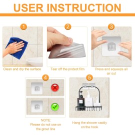 YeeBeny Corner Shower Caddy Adhesive Sticker Hooks - 4 P ack