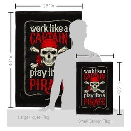 Angeleno Heritage Play Like a Pirate Garden House Flag Set Coastal Ship Skull Treasure Map Carribean Jolly Blackbeard Jack Decoration Banner Small Yard Gift Double-Sided, Made in USA