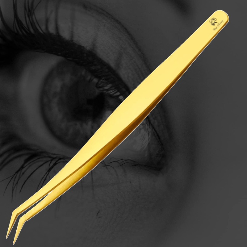 Wishbeauty Lash Tweezers for Eyelash Extensions, Professional Tweezers, Stainless Steel