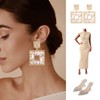 ATIMIGO Gold Rhinestone Square Statement Dangle Earrings Sparkly Crystal Geometric