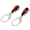 Genuine CognacTeardrop Baltic Amber and 925 Sterling Silver Drop Dangle