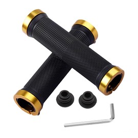 SHULLIN 1 Pair of Ergonomic Bicycle Grips Handlebar Grips Bike Handle Grip MTB Grips Handlebar Grips with Aluminium Lock and Allen Key for 22.2 mm Bicycle (Gold)