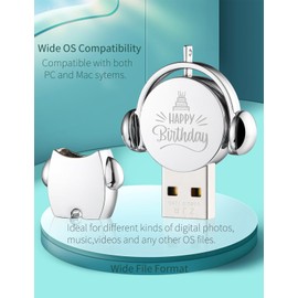 ZJR USB Flash Drives 128GB Thumb Drive Cute Cartoon Metal Pen Drive 2.0 Portable Memory Stick with Keychain Data Storage Flash Drive Gifts for Friends Family Classmates (128GB, Silver（X21）)