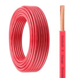 THHN Wire 8 Gauge 25 FT Solid Copper Wire, 8 AWG Copper Wire Rated up to 600V Building Wire Nylon Jacket for Residential, CNC, Ground, Industrial (8 Gauge, Red)