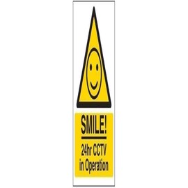 VSafety SMILE! 24hr CCTV in Operation Sign - 150mm x 200mm - 1mm Rigid Plastic