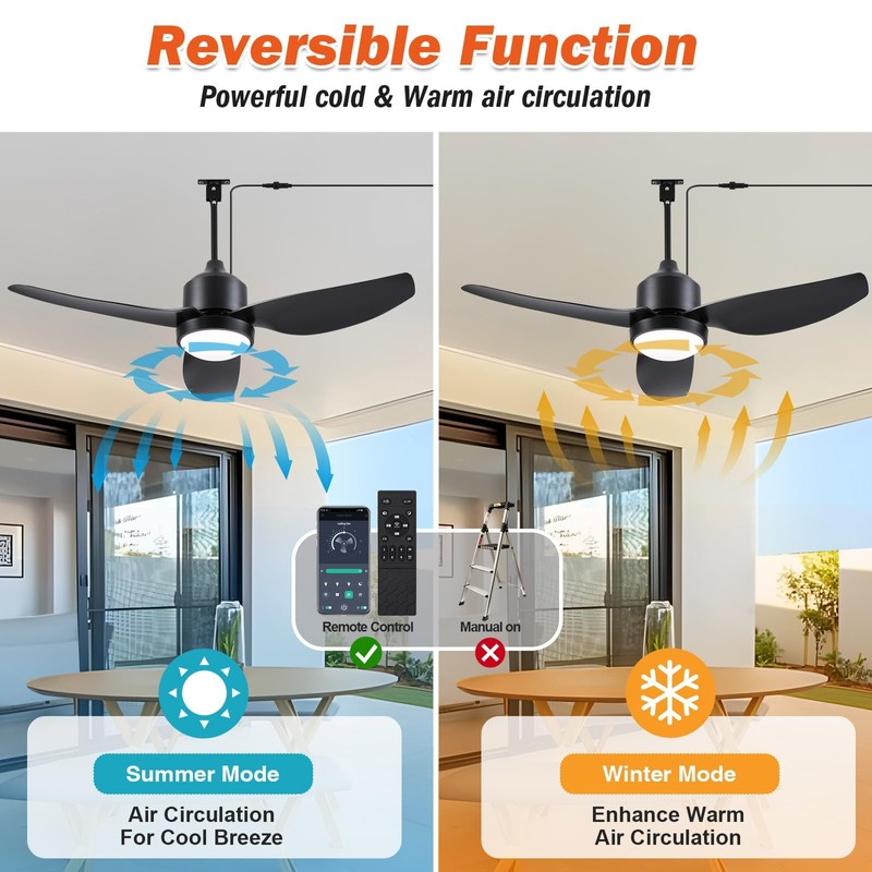 BZX Waterproof Outdoor Ceiling-Fan with Light - 42" Modern Ceiling