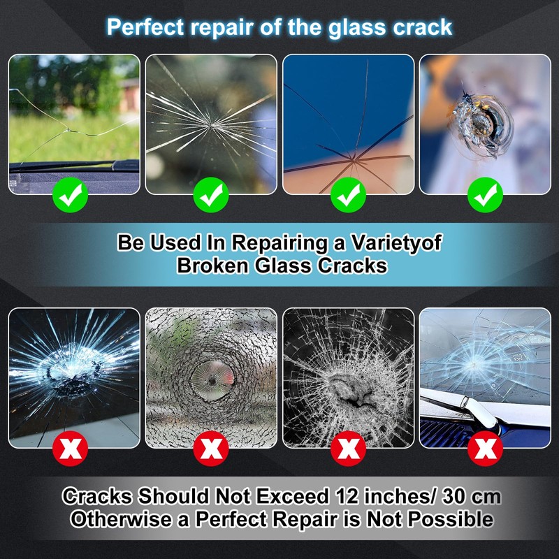 Kunsia Windshield Crack Repir Kit (2pcs) Rock Chip Repair Kit