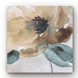 Renditions Gallery Canvas Flower Wall Art Paintings & Prints Watercolor Poppy Rustic Abstract Floral Wall Art Grey and Brown Artwork for Bedroom Living Room Office Home Kitchen Wall Decor - 10"x10"