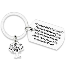 Ahaeth Unbiological Sister Llavero Thank You for Being My Unbiological Sister Jewelry Unbiological Sister Gifts Women Unbiological Sister Friend Like A Siseter Gift, acero inoxidable, Acero inoxidable Metal Zinc, arenisca