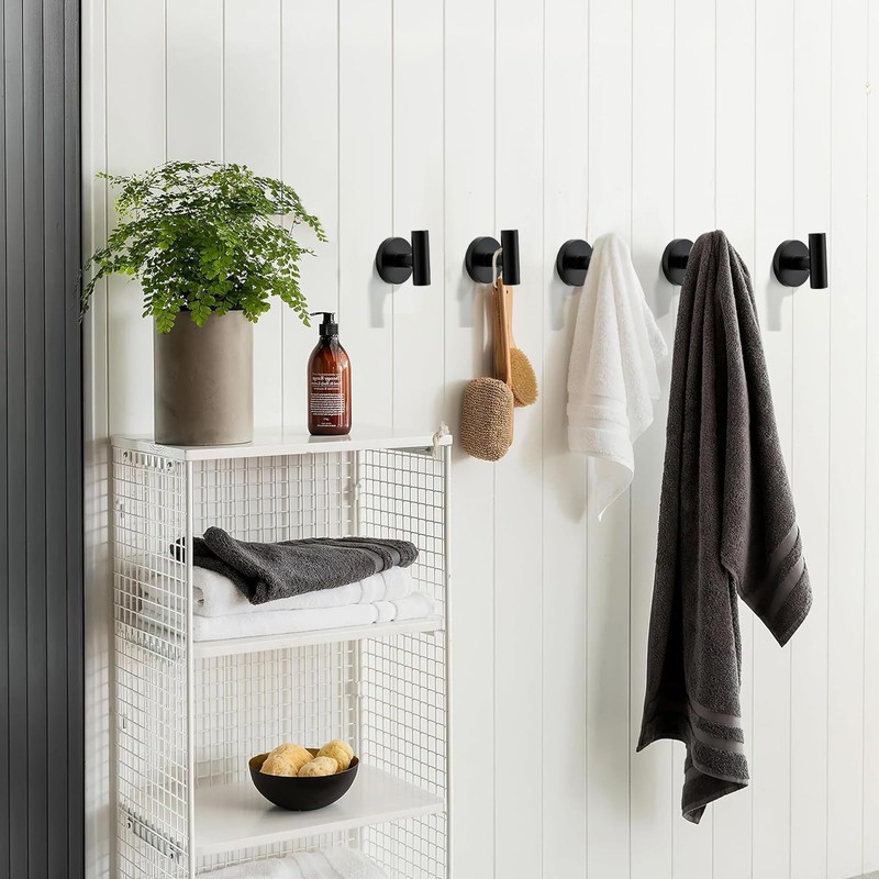 khtumeware Matte Black Bathroom Towel Hooks,3 Pack Heavy Duty Coat