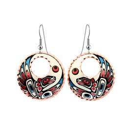 Northwest Native American Eagle Totem Earrings with an Off-center Cutout -Alaska Earrings Eagle Totem Animal Earrings