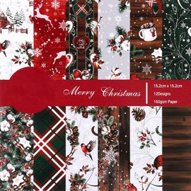 24 Sheets Christmas Pattern Paper, 12 Designs Christmas Decorative Paper Festive Scrapbook Paper Merry Christmas Craft Paper for Card Making Scrapbook Decoration Craft Handwork Collection(15 x 15cm)